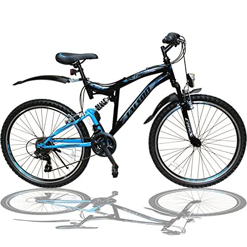 Zoll Mountainbike mit Vollfederung & Beleuchtung 21-Gang Shimano OXT Black 24 - 24 Zoll Mountainbike mit 21-Gang Shimano, Vollfederung und integrierter Beleuchtung. Ideal für Fahrer von 140-165 cm – perfekt für Abenteuer und Sicherheit!