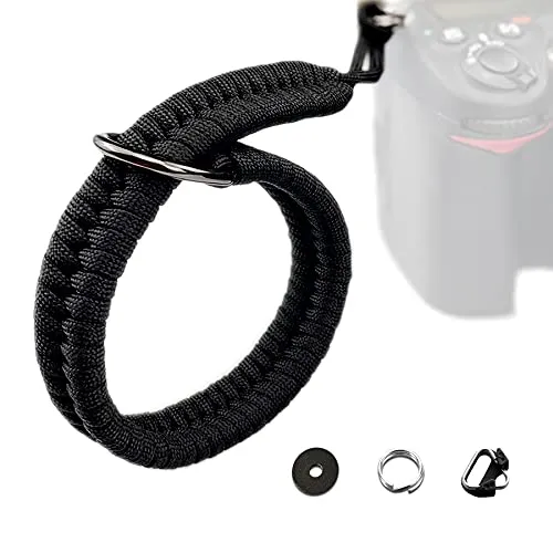 Dreamark Kamera Handschlaufe DSLR, Kameragurt aus Paracord 550 Schultergurt Kamera für Systemkamera Canon Sony Nikon Leica Panasonic Fuji Olympus DSLR SLR (Schwarz)