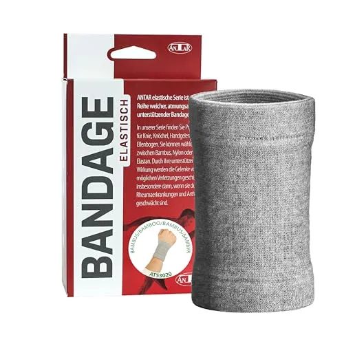 FabaCare Antar Bandage Handgelenk, Handgelenkbandage aus Viskose aus Bambus, Handgelenkstütze, Handgelenkschiene, antibakteriell, Größe L (18-20 cm), grau