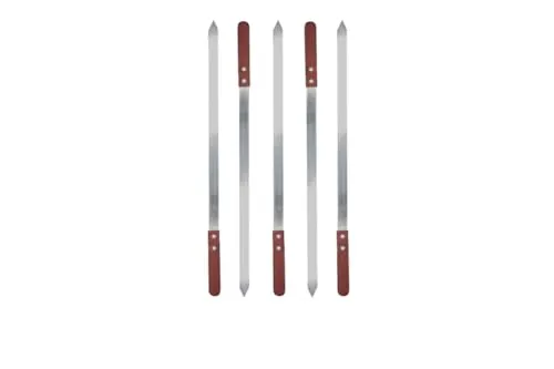 Walexo Edelstahl Grillspieß Kebab Adana 600mm mit Holzgriff (5-Stück) - Hochwertige Grillspieße aus Edelstahl mit komfortablem Holzgriff, ideal für perfekte Kebab-Zubereitung und Grillabende.