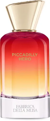 Fabbrica Della Musa Piccadilly Hero Extrait de Parfum 100 ml - Unisex Duft mit einem mutigen Charakter, der Freiheit und Individualität verkörpert. Erleben Sie die lebhaften Noten von Kirsche und Birne, perfekt für alle, die sich abseits von Konventionen ausdrücken möchten.