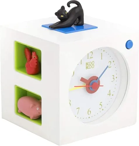 KOOKOO KidsAlarm Weiß - Kinderwecker mit 5 Bauernhoftieren - Bunter Kinderwecker mit echten Tierstimmen und „Happy-wake-up"-Funktion. Ideal für gute Laune beim Aufstehen! Perfekt für Kinder ab 5 Jahren.