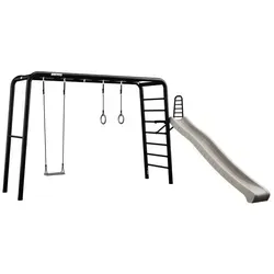 BERG PlayBase Large Klettergerüst mit Spielset - Klettergerüst für Garten, 3-in-1 Design mit Reckstange, Leiter & Monkey Bar, kein Beton nötig, für unendlichen Spielspaß und Fitnessmöglichkeiten.