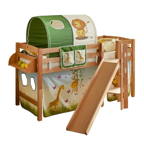 TiCAA Hochbett "Tino" mit Rutsche und Farbauswahl - Kinderzimmermöbel, sicher und stabil, fördert den Spielspaß und die Kreativität Ihres Kindes mit hochwertiger Verarbeitung und teilbarem Design.