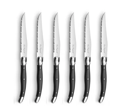 Lou Laguiole Steakmesser Set 6-tlg. TRADITION NEU - Hochwertiges Steakmesser Set aus 13/0 Edelstahl, ideal für Steakliebhaber und Grillabende. Perfekte Schneidequalität und elegantes Design.