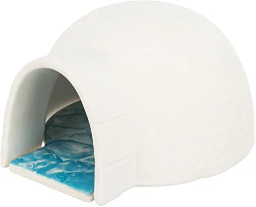 Igloo with Cooling Plate 13 9 15 cm - Dekor für Kleintierbehausungen, unterstützt die Regulierung der Körpertemperatur und bietet zusätzliche Kühlung durch vorheriges Kühlen im Kühlschrank
