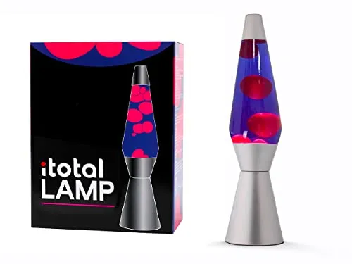 I-TOTAL Lavalampe Magie Lavaspektakel Gold Azul Fucsia - Lavalampen: Retro-Design trifft auf modernes Ambiente – Schaffen Sie eine Wohlfühlatmosphäre mit dieser einzigartigen Lava-Lampe im Stil der 60er Jahre, die eine faszinierende Farbshow bietet.