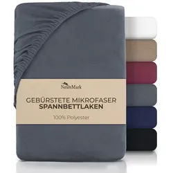 NatureMark Spannbettlaken Gebürstete Mikrofaser, Polyester, Gummizug: rundum, viele Größen und Farben Markenware (140x200 cm, Anthrazit grau) grau 140 cm x 200 cm