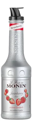 Monin Le Fruit Erdbeerpüree – Fruchtpüree Mix Erdbeere (1 x 1,0 l) – für Strawberry Matcha, Smoothies, Frozen Drinks & Desserts – mind. 50% Frucht
