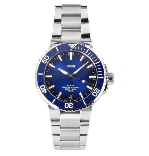 Oris Aquis Date Herren Uhr 43,5 mm - Luxus Armbanduhr - Elegante Herren Armbanduhr mit mechanischem Uhrwerk und 300 m Wasserdichtigkeit. Stilvolles Design mit Keramik-Lünette und Edelstahlarmband, ideal für den täglichen Gebrauch.