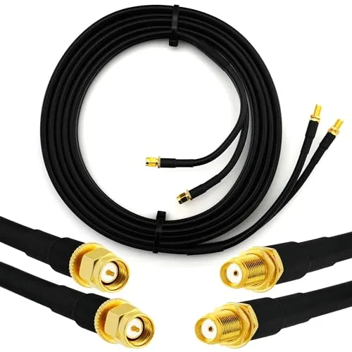 SMA Stecker auf SMA Buchse 10m Doppel-Koaxialkabel — HF-240 (LMR 240 Äquivalent) Twin Verlängerungskabel Antennenkabel — für WiFi RF Antenne GSM LTE 4G 5G 6G Router Signalverstärker Lora Ham CB Funk