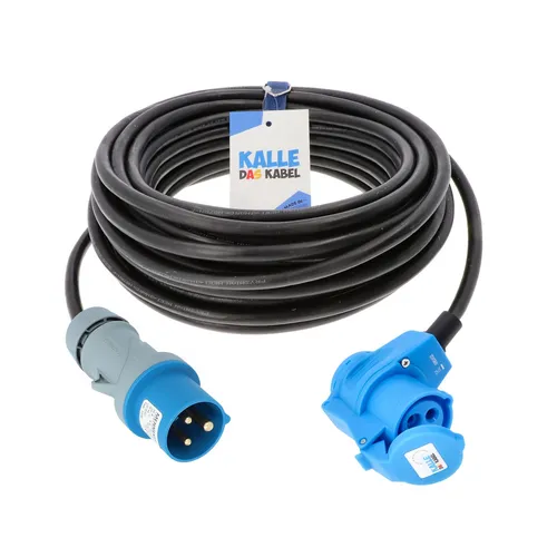 Camping Kabel Verlängerung H07RN-F 3G 1,5/2,5mm² - 50m - Verlängerungskabel für Innen- & Außenbereich, öl- und wetterbeständig mit Winkelkupplung für maximale Flexibilität beim Camping und Outdoor-Aktivitäten.