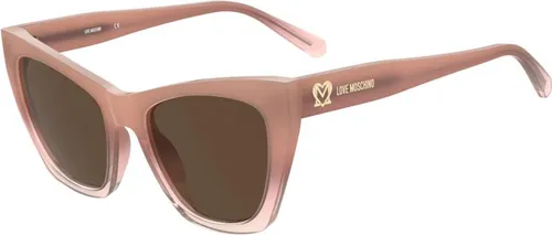 Moschino Love Sunglasses MOL070/S FWM70 53 - Cat-Eye Sonnenbrille - Damen Sonnenbrille in Cat-Eye Form, mit braunen Gläsern und einem leichten Kunststoffrahmen. 100% UVA & UVB Schutz und die Möglichkeit zur Anpassung mit Sehstärke machen sie ideal für jeden Anlass.