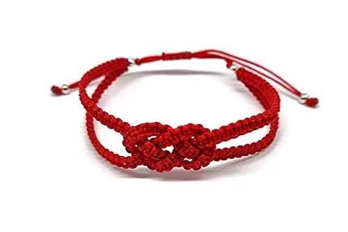 MYSTIC JEWELS - Armband Kabbalah, konzentrischer Knoten, Schutz gegen böse Augen, Glück, Good Luck (Rot)