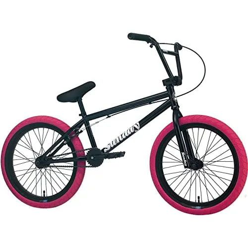 SUNDAY 2022 Blueprint 20 Zoll BMX Fahrrad - Glanz Schwarz/W Rosa - Freestyle BMX Rad mit robustem Sunday Blueprint Rahmen und 50,8 cm Gabel für optimale Stabilität und Kontrolle beim Fahren.