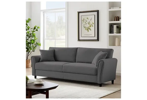 Couch Valeria Sofa Zweisitzer HTI-Living – Grau - Elegantes Zweisitzer-Sofa für das Wohnzimmer, bietet Platz für bis zu 300 kg. Mit hochwertigem Polyesterbezug und stabiler Holzkonstruktion, ideal für gemütliche Abende.