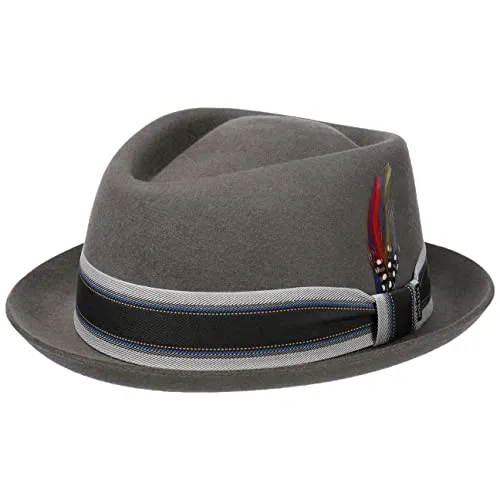 Stetson Lancover Diamond Wollhut - Einfarbiger Pork-Pie-Hut für Herren - Eleganter Wollhut mit stilvoller Diamond-Krone, ideal für kühle Herbsttage. Wasserabweisend und knautschbar für optimalen Tragekomfort und einfache Handhabung unterwegs.