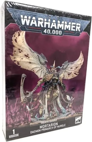 Warhammer 40.000 - Death Guard Mortarion Daemon Primarch - Tabletop Spiel: Detaillierter Bausatz für Mortarion, den Daemon Primarch, mit 78 unbemalten Einzelteilen und beeindruckendem 100 mm Base für kreative Gestaltung.