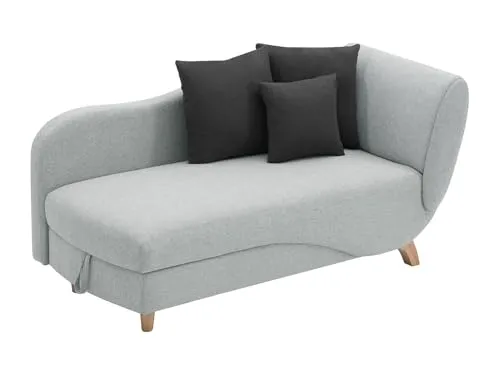Recamiere PENELOPE - Hellgrau mit Schlaffunktion und Stauraum - Stylische Recamière in Hellgrau, ideal für kleine Räume. Mit Schlaffunktion und praktischem Stauraum bietet sie Komfort und Funktionalität für Ihr Wohnzimmer.