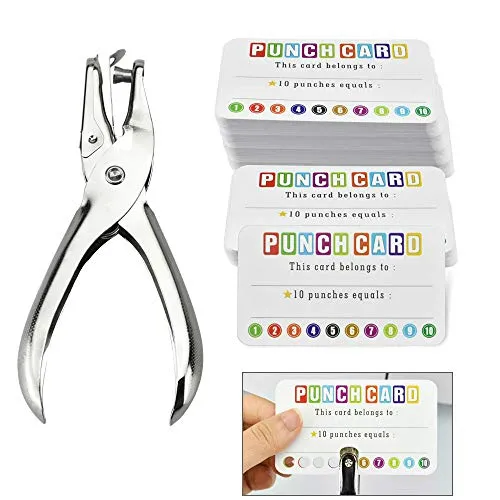 KBNIAN 200 Stück Lochkarten Kinder Bonuskarte Incentive Loyalty Belohnungskarte mit Lochzange, Treuekarten Anreiz Karten Stanzkarten für Schule, Familie, Geschäft—5cm*8.8cm
