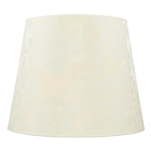 Licht-Erlebnisse Stoff Lampenschirm Weiß für Stehlampe - Zubehör für Leuchten: Eleganter Stoffschirm in Ecru Weiß mit Barock-Muster, ideal zur Aufwertung bestehender Stehleuchten und Setzen neuer Farbakzente.