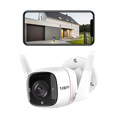 TP-Link Tapo C310 Überwachungskamera Außen - WLAN IP Kamera mit 3MP Hochauflösung, 30m Nachtsicht und IP66 wasserdicht. Perfekt für rund um die Uhr Sicherheit, unterstützt Alexa & Google Assistant.