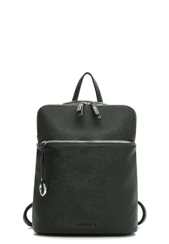 SURI FREY Rucksack SFY Debby - Damen Rucksack in grün (schwarzgrün 933) - Stylischer Damenrucksack von SURI FREY mit stufenlos verstellbaren Rückenriemen und edler Echtleder-Optik. Ideal für den Alltag und perfekt organisiert dank übersichtlichem Hauptfach.