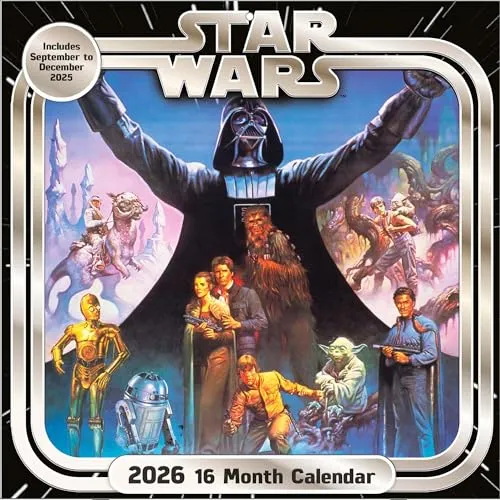 Pyramid - STAR WARS 2026 – Broschürenkalender 30×30 cm mit Darth Vader, Luke Skywalker, Yoda & Millennium Falcon – Wandkalender für Jedi, Sith & Sci-Fi-Fans