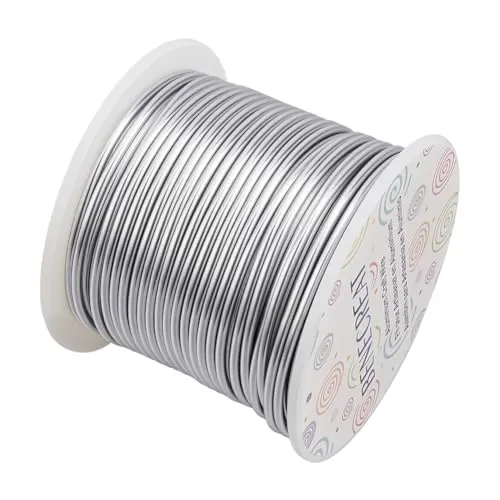 BENECREAT 2mm Aluminiumdraht 30m Lang(100 Füße) Eloxiert Schmuck Handwerk machen Friesen Floral farbigen Aluminium Craft Draht - Silber