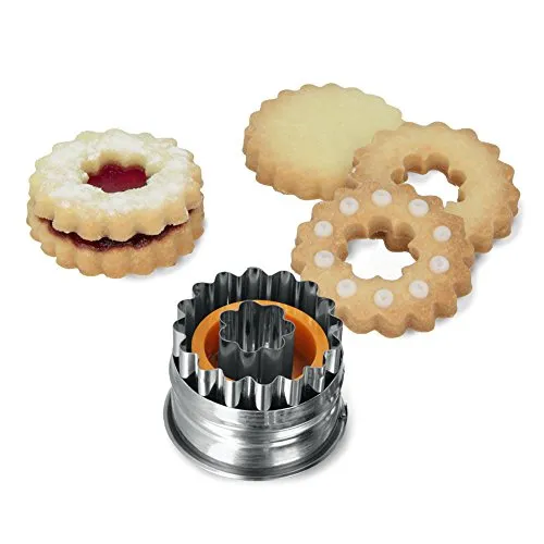 Metaltex Ausstechformen Linzer-Ausstecher Set, Edelstahl mit Auswerfer, 4,8 cm - 2-teiliges Set aus hochwertigem Edelstahl für präzises Ausstechen von Plätzchen und Keksen. Mit praktischem Auswerfer für einfache Handhabung und formschöne Ergebnisse. Spülmaschinengeeignet und leicht zu reinigen.