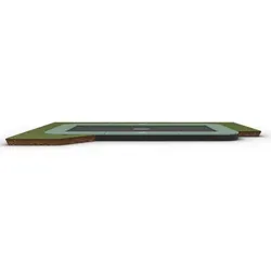 BERG Trampolin Ultim Champion ECO 410 x 250 cm FlatGround - Trampolin mit nachhaltiger Polsterung, selbstreinigend und perfekt in den Garten integrierbar. Ideal für sicheres Springvergnügen für Kinder.