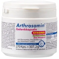 Arthrosamin Strong Kapseln 270 ST - Ohne Vitamin K - Nahrungsergänzungsmittel mit Glucosamin, Chondroitin und Hyaluronsäure, unterstützt die Gelenkgesundheit und trägt zur normalen Knochenfunktion bei.