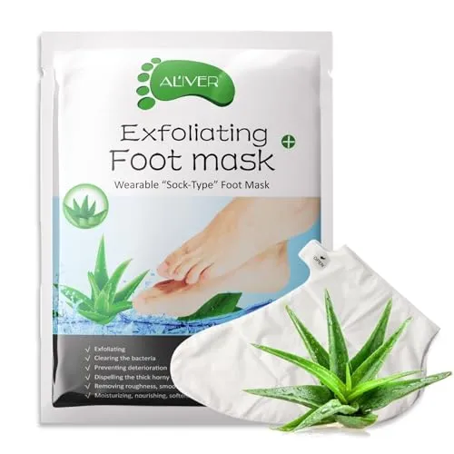 P-Beauty Fußmaske Aloe | Ecfolierendes Fußpeeling | Anti Hornhaut Socken | zur Entfernung von raue Haut, Hühneraugen & Risse | Intensive Fußpflege | für seidige Füße | 1 Paar