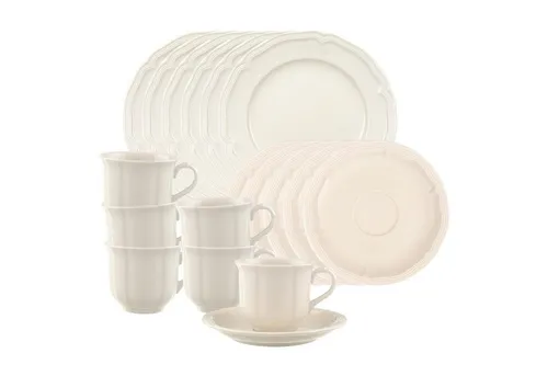 Villeroy & Boch Manoir Kaffeeservice 18-teilig - DS - Elegantes 18-teiliges Kaffeeservice aus hochwertigem Premium Porzellan, spülmaschinenfest und mikrowellensicher. Ideal für festliche Anlässe und den täglichen Gebrauch.