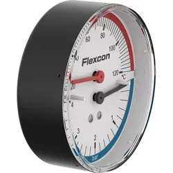 Flamco Manometer mit Absperrventil, 0-4 bar - Ventilzubehör für präzise Druckmessung bis 120°C, ideal für Heizungs- und Kühlanlagen.