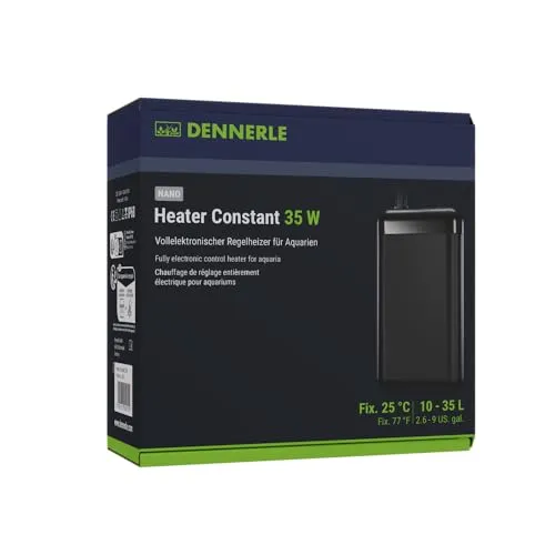 Dennerle Nano Heater Constant 35 W - Heiz- & Kühlvorrichtungen für Aquarien, vollelektronischer Regelheizer für 10-35 Liter Aquarien, temperiert auf 25 °C, ultra-kompakt und bruchfest mit Überhitzungsschutz.