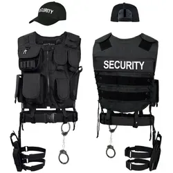Black Snake® SWAT FBI Polizei Kostüm - M/L mit Einsatzweste und Zubehör - Kostüm für Erwachsene mit authentischen Teilen wie taktischer Weste und Handschellen, ideal für Fasching oder Halloween und auch geeignet für Paintball und Airsoft.