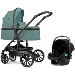Pixini Kombi-Kinderwagen Kalani 3in1 Set, mint - Kombikinderwagen mit abnehmbaren Sicherheitsbügel, mehrfach verstellbarer Rückenlehne und großem Sonnenverdeck – perfekt für die ersten Ausflüge mit Ihrem Baby.