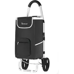 Cheffinger Einkaufstrolley 56L - Stabiler Aluminium Einkaufswagen in Schwarz, ideal für stressfreies Shopping und hohe Tragkraft