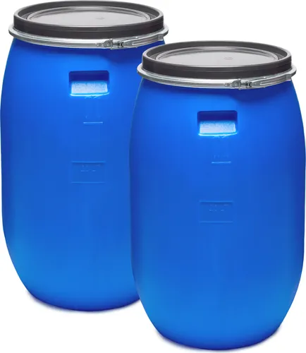 Garronda Regentonne 120 l - 2x BPA-freies Lebensmittelfass für Garten und mehr - 2-tlg. Set aus 120L Fässern aus robustem, lebensmittelechtem HDPE, ideal für Sauerkraut, Gemüse und als vielseitiger Transportbehälter. Perfekt für kleine Gärten und zur sicheren Aufbewahrung!