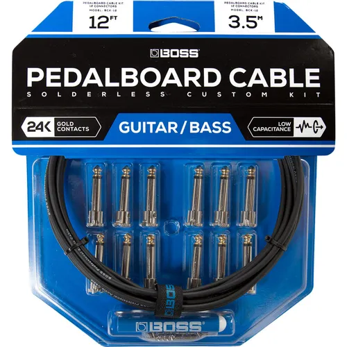 Boss BCK-12 Solderless Pedalboard Cable Kit 3 5 m - HiFi-Kabel, lötfreies Kabel-Set zur einfachen Herstellung von Patch-Kabeln mit hochwertiger Signalübertragung dank vergoldeter Stecker und OFC-Kabel.