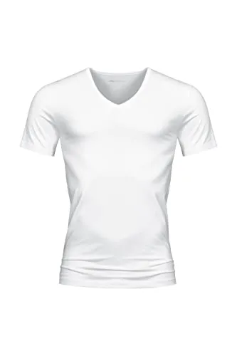 Mey Basics Serie Dry Cotton Herren Shirts 1/2 Arm Weiß 6-L - Herren-Unterhemden mit körpernaher Passform und V-Ausschnitt, ideal für einen angenehmen Tragekomfort dank atmungsaktivem Single-Jersey.