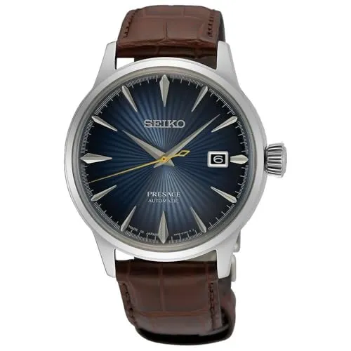 SEIKO SRPK15J1 Herrenarmbanduhr - Elegante mechanische Armbanduhr mit automatischem Uhrwerk, Edelstahlgehäuse und Lederarmband, ideal für stilbewusste Herren.