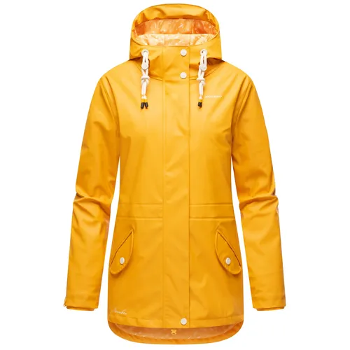 NAVAHOO Damen Warmer Regenjacke Oceans Heart - Moderne, wasserdichte Regenjacke mit Kapuze aus der Kollektion 2023. Ideal für wechselhaftes Wetter in Herbst, Winter und Frühling. Schützt zuverlässig vor Nässe und Wind.