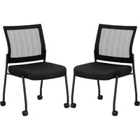 Costway Konferenzstühle 2er Set mit Rollen - Erleben Sie Komfort und Flexibilität mit unseren ergonomischen Konferenzstühlen! Ideal für Warteräume, bieten sie Atmungsaktivität, eine robuste Bauweise und sind stapelbar für einfache Aufbewahrung.