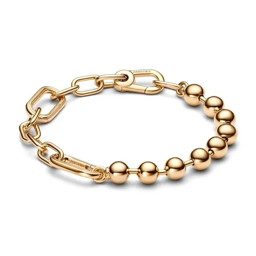 PANDORA ME Metallperlen & Gliederkettenarmband aus Sterling Silber - Bead Charms für Damen, individuell gestaltbares Armband aus Sterling Silber mit 14 Karat Vergoldung, perfekt für kreative Styles und Layering.