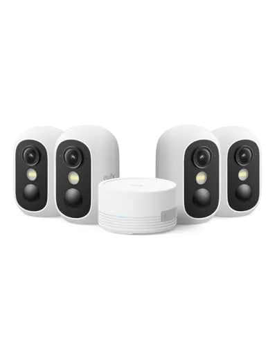 eufy Security eufyCam C35 4-Kamera-Set – Kabellose Überwachungskamera für drinnen und draußen - Überwachungskameras mit Farbnachtsicht und wetterfester IP67-Zertifizierung, ideal für lokale Speicherung ohne monatliche Gebühren.
