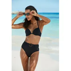 s.Oliver Highwaist-Bikini-Hose "Rome" mit Gürtel - Bademodetrends: Hochwertige Highwaist-Bikini-Hose mit abnehmbarem Gürtel und elegantem Zierring in Horn-Optik, ideal für einen stylishen Strandlook.