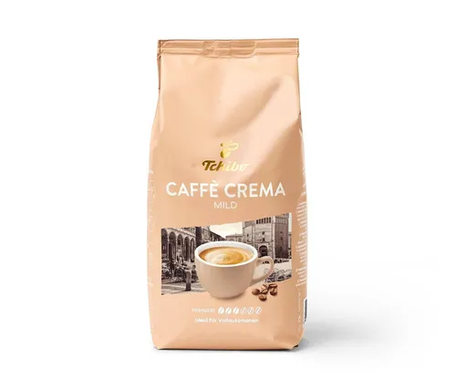 Tchibo Caffè Crema Mild - 1 kg Ganze Bohne - Kaffeebohnen mit intensivem Geschmack und samtiger Crema, ideal für Kaffeevollautomaten. Perfekt für alle, die eine ausgewogene und milde Kaffeegenuss suchen.