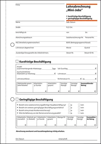 SIGEL Lohnabrechnung Formularbuch LO519 für geringfügig Beschäftigte - Praktisches Formularbuch für die Lohnabrechnung geringfügig Beschäftigter, übersichtlich und benutzerfreundlich gestaltet.